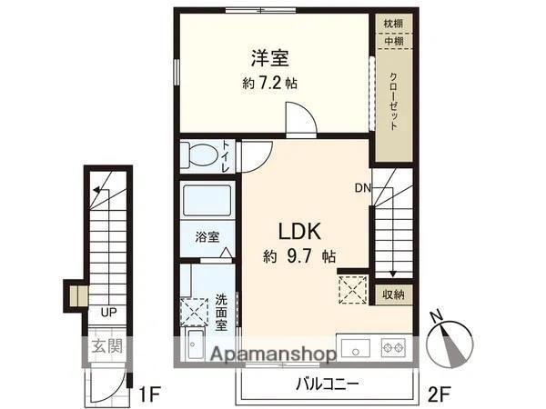 グリーンパーク南光台東(1LDK/2階)の間取り写真