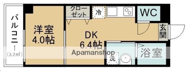 TERASU仙台(1DK/3階)の間取り写真