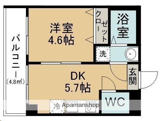 TERASU仙台(1DK/2階)の間取り写真