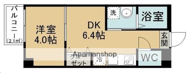 TERASU仙台(1DK/2階)の間取り写真