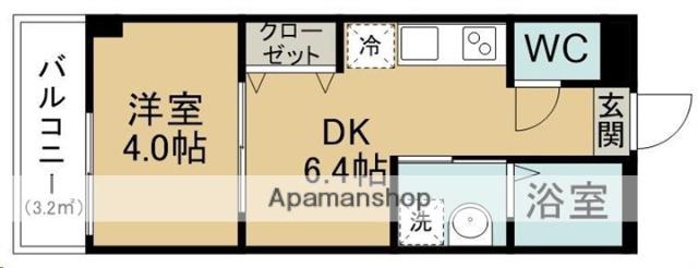 TERASU仙台(1DK/2階)の間取り写真