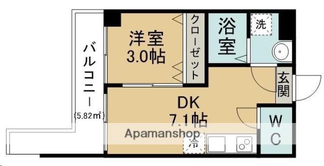 TERASU仙台(1DK/2階)の間取り写真