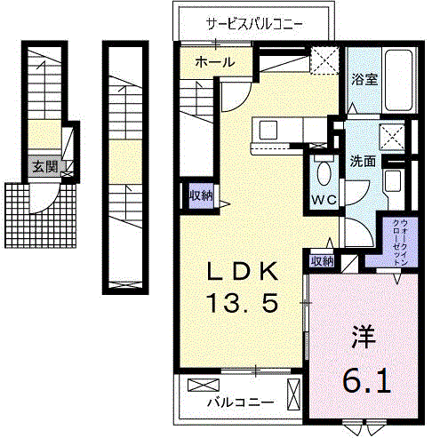 レジデンス上條(1LDK/3階)の間取り写真