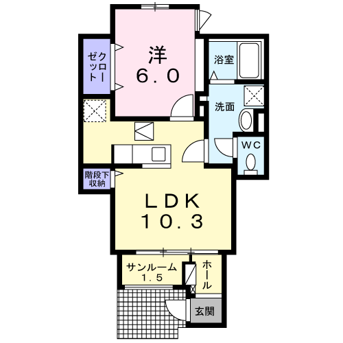 レジデンス上條(1LDK/1階)の間取り写真
