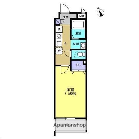 クオーレ福沢町(1K/3階)の間取り写真