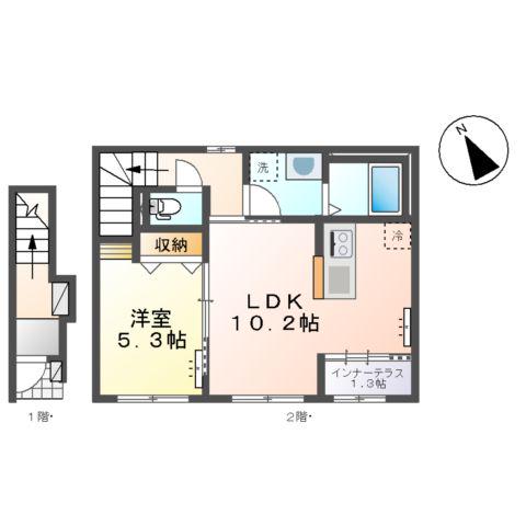 エトワール(1LDK/2階)の間取り写真