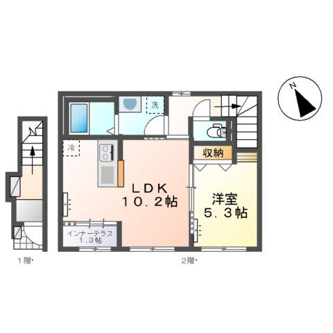 エトワール(1LDK/2階)の間取り写真