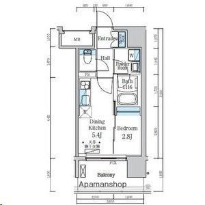 デュオフラッツ仙台木町通リネア(1DK/4階)の間取り写真