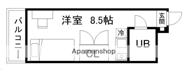 グリーンハイツ国見E棟(ワンルーム/1階)の間取り写真