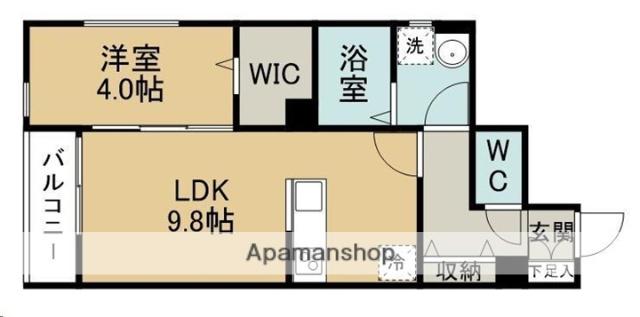 ピュアランド福室(1LDK/1階)の間取り写真