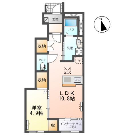 コンフォースN(1LDK/1階)の間取り写真