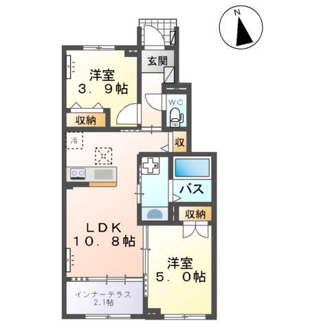 ソレイユ エ リュンヌ(2LDK/1階)の間取り写真