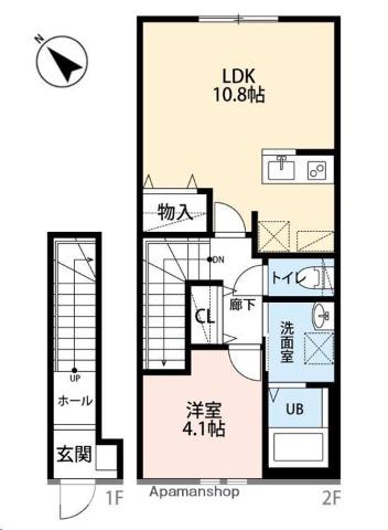 メゾンドプルーン北山(1LDK/2階)の間取り写真