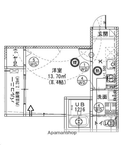 南仙台アパート(1K/1階)の間取り写真