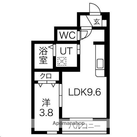 クリスタル(1LDK/1階)の間取り写真