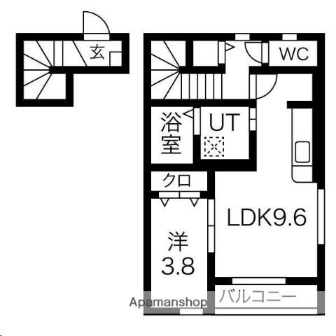 クリスタル(1LDK/2階)の間取り写真