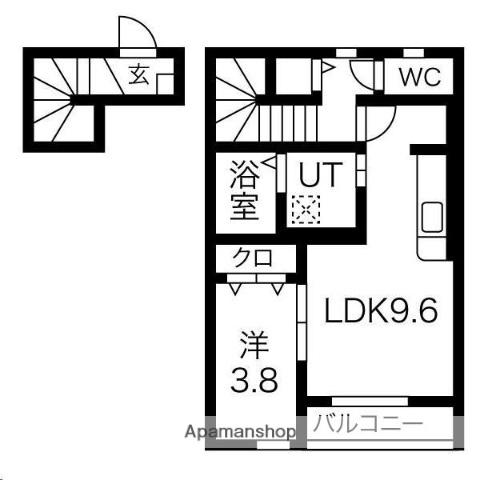 クリスタル(1LDK/2階)の間取り写真