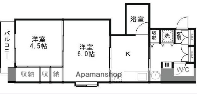 クレスト連坊(2DK/2階)の間取り写真