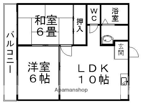 キャッスルES(2LDK/2階)の間取り写真