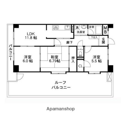 グランメゾン泉中央(3LDK/5階)の間取り写真