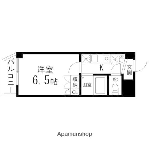 バースランド小松島(1K/6階)の間取り写真