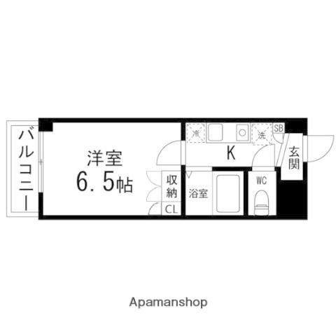 バースランド小松島(1K/6階)の間取り写真