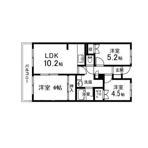 グランドール泉中央Ⅱ(3LDK/1階)の間取り写真