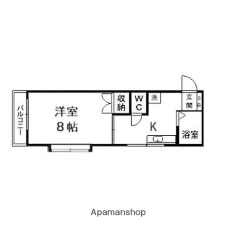 グランドハイツ富ヶ丘Ⅰ(1K/2階)の間取り写真