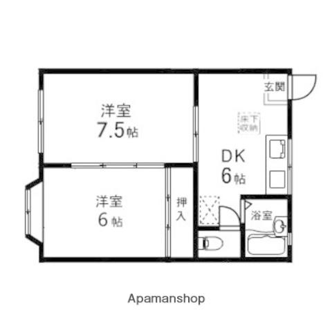 シャトル22(2DK/1階)の間取り写真
