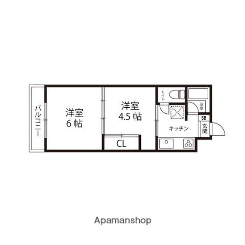 エルミタージュ仙台(2K/4階)の間取り写真