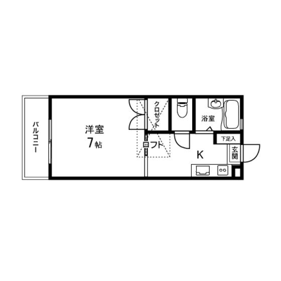 高玉ハイツB棟(1K/1階)の間取り写真