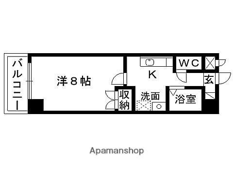 ウエスト7泉(1K/3階)の間取り写真