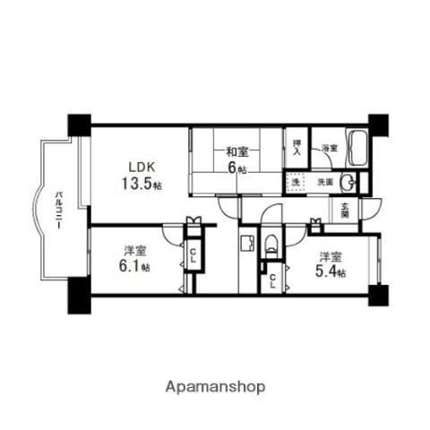 マーブルシャトー泉中央(3LDK/2階)の間取り写真