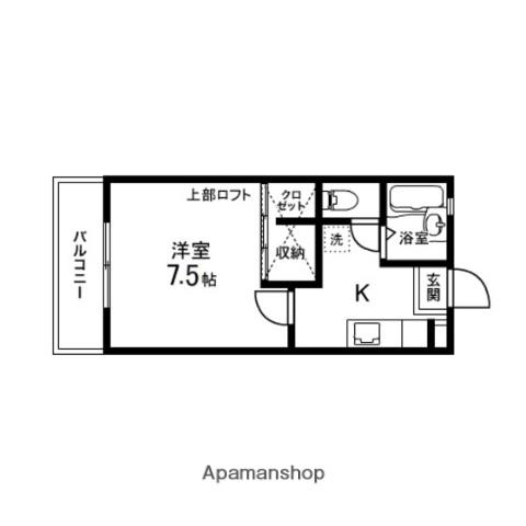 ディアコートⅢ(1K/1階)の間取り写真