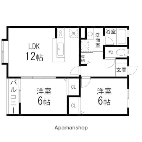 ベルパーク高森Ⅰ(2LDK/1階)の間取り写真