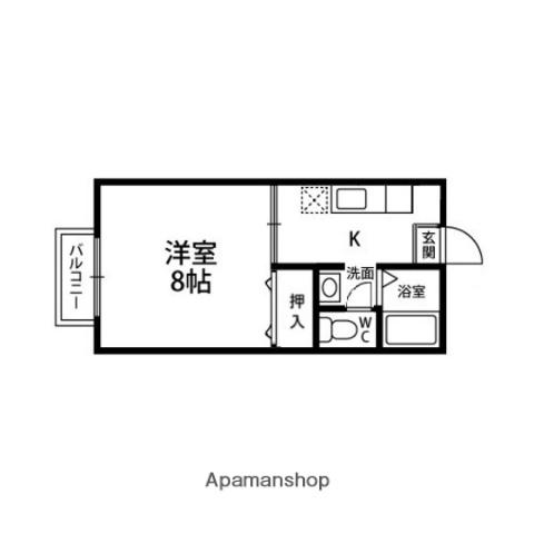 ハウスキムラ山の寺(1K/1階)の間取り写真