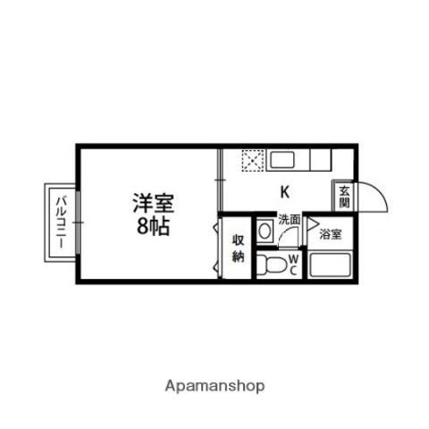ハウスキムラ山の寺(1K/2階)の間取り写真