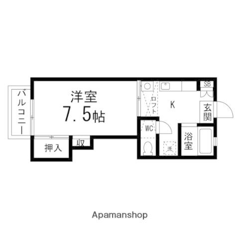 パレスTG(1K/2階)の間取り写真