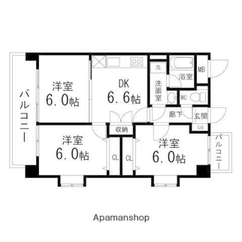 セトルタウンⅢ番館(3DK/5階)の間取り写真