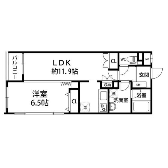 ツインパル市名坂(1LDK/1階)の間取り写真