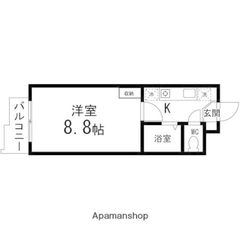 ベルシティ七北田(1K/2階)の間取り写真