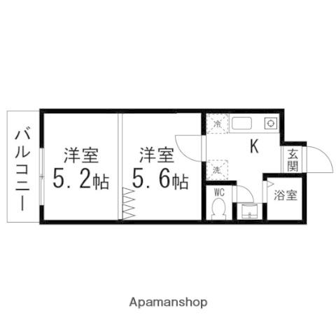ベルシティ七北田(2K/3階)の間取り写真