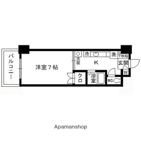 ベルボア(1K/3階)の間取り写真