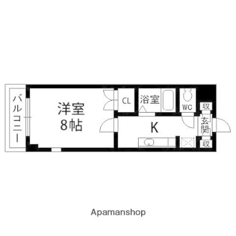 バーシティハウス市名坂(1K/3階)の間取り写真
