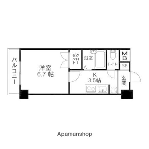 アンジュ市名坂(1K/3階)の間取り写真