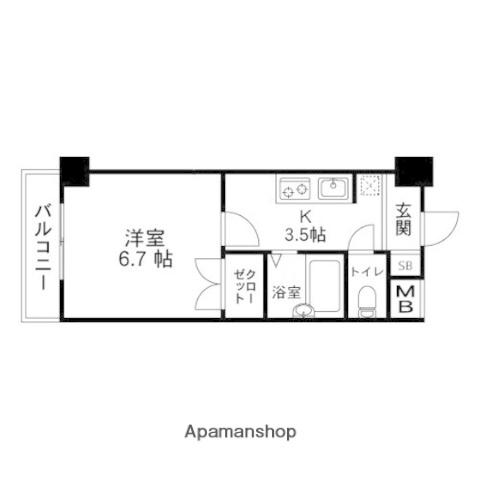 アンジュ市名坂(1K/4階)の間取り写真