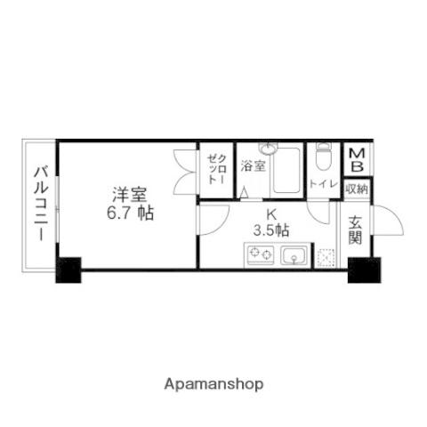 アンジュ市名坂(1K/4階)の間取り写真