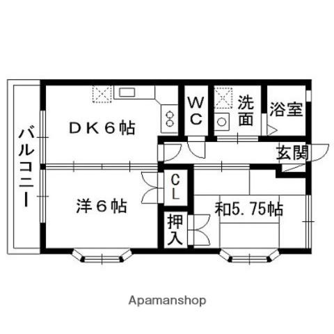 ロイヤルヒルズ熊谷Ⅱ(2DK/1階)の間取り写真