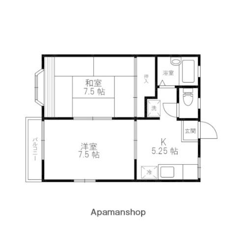 ひより台インプスA棟(2K/2階)の間取り写真