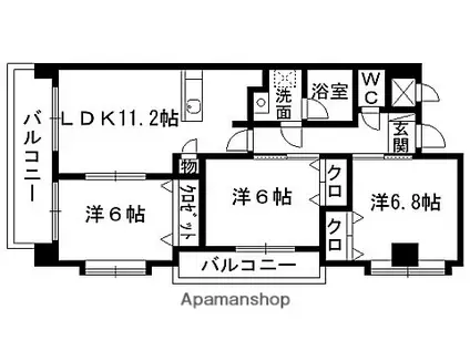 サン・クリスティ泉(3LDK/3階)の間取り写真